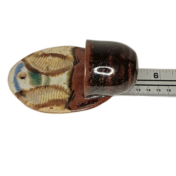 Pottery Wall Pocket Succulent Planter Boho Brown Tan Green Blue Small 3" x 5" - Picture 13 of 13